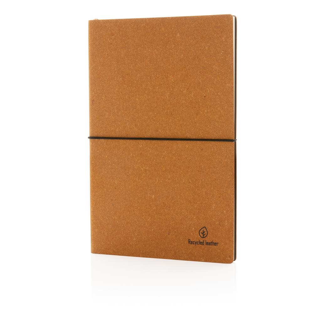 Eerste wij concept Notitieboek Bruin Leder (Gerecycled) - Duurzaam notitieboek met logo